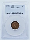 1909-S VDB Lincoln Wheat 1c Cent PCGS VF35 - T070