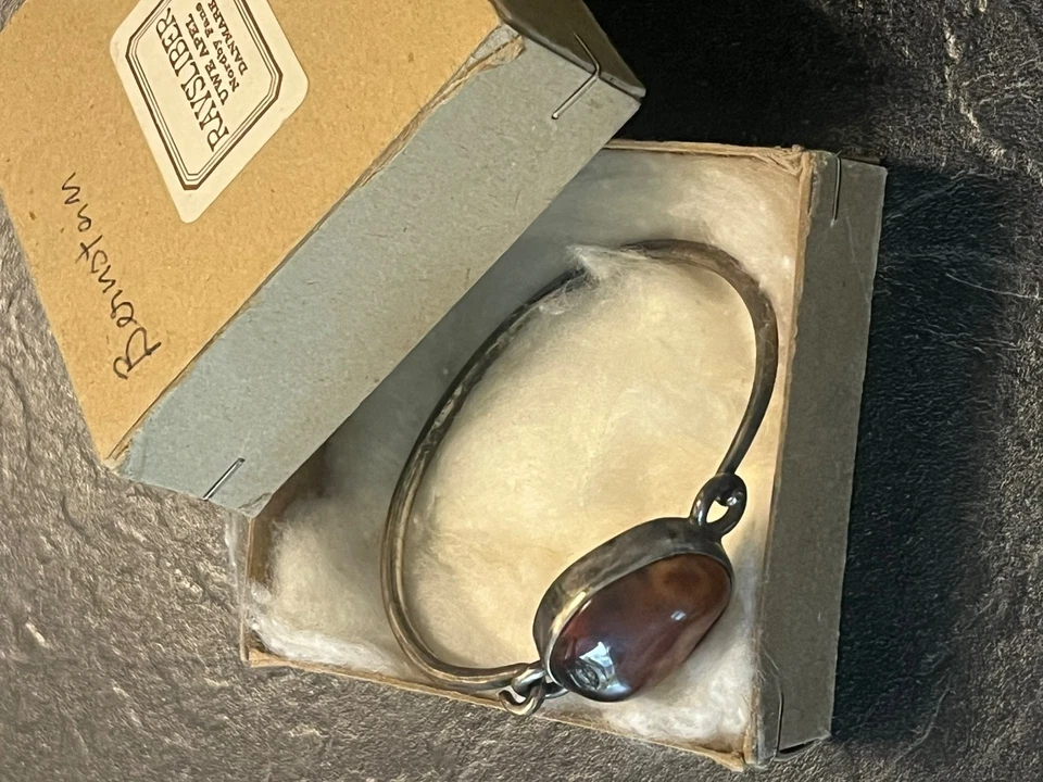 Vintage Bernstein Armreif Dänemark Fanø Schleiferei Ravsliberiet Rita & Uwe Apel - Bild 2 von 4