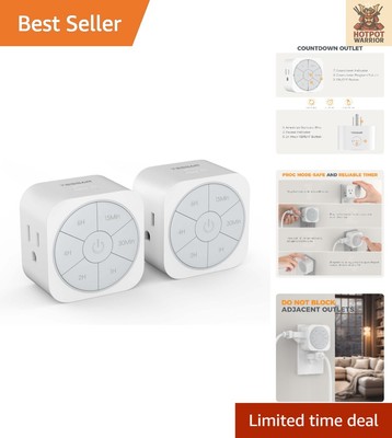 Energy-Saving Countdown Outlet Timer Pair   Auto Shut Off for Home & Kitchen