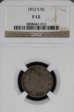 1912 S Liberty V Nickel NGC F 12 - Key Date *DoubleJCoins* JL1100-404