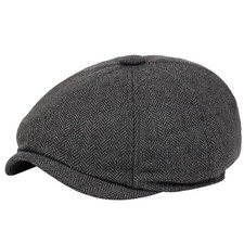 Men Newsboy-Caps for 20 s Themed Party - Herringbone Newsboy-Hat 8-Panel G