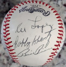 Yankee Legends Dom DiMaggio Doc Cramer Bobby Shantz Al Lopez Signed Baseball JSA