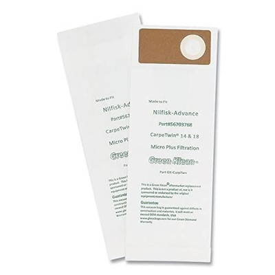 Green Klean GK-CARPTWN-P Replacement Vac Bags, Nilfisk Carpetwin Upright 14/18 a