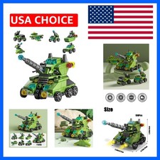 138-Piece Military Building Blocks Set Army Tank Vehicle Toy with 7 in 1 Tr...
