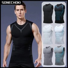 Share Men Compression Shirt Version Ionic Shaping Sleeveless Vest Sport Tank Top