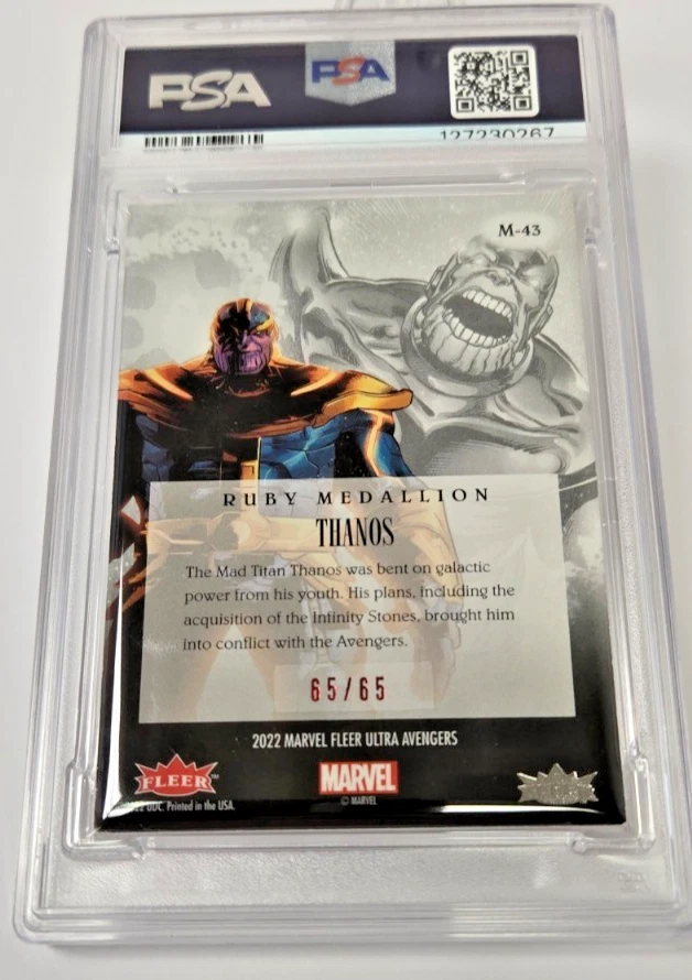 2022 Ultra Avengers Thanos SSP Omega Ruby Medallion 65/65 PSA 7 - Image 3 of 3