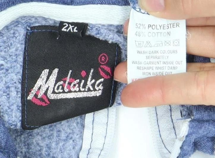 Sudadera con capucha para mujer azul cremallera completa 2XL con bolsillos Foto 3 de 4