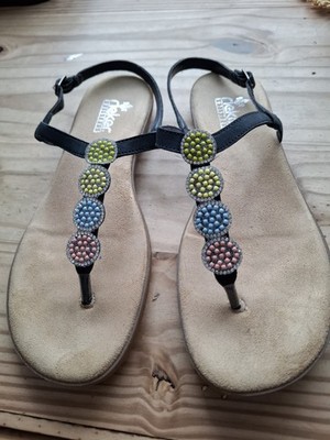 Damen Zehentrenner Sandalen von Rieker Gr. 40 Guter Zustand