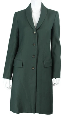 THE ROW Forest Green Birdseye Woven Shawl Lapel Button-Front Coat 10