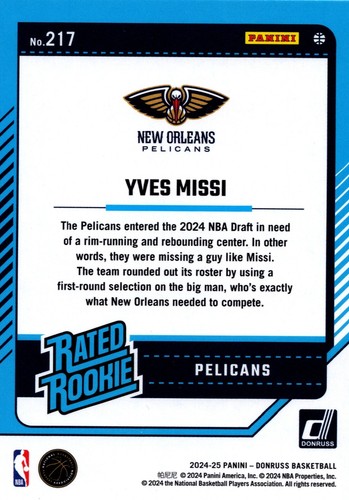 Donruss Panini Rated Rookie basketball 2024-25 #210-244 YOU PICK - Picture 4 of 6