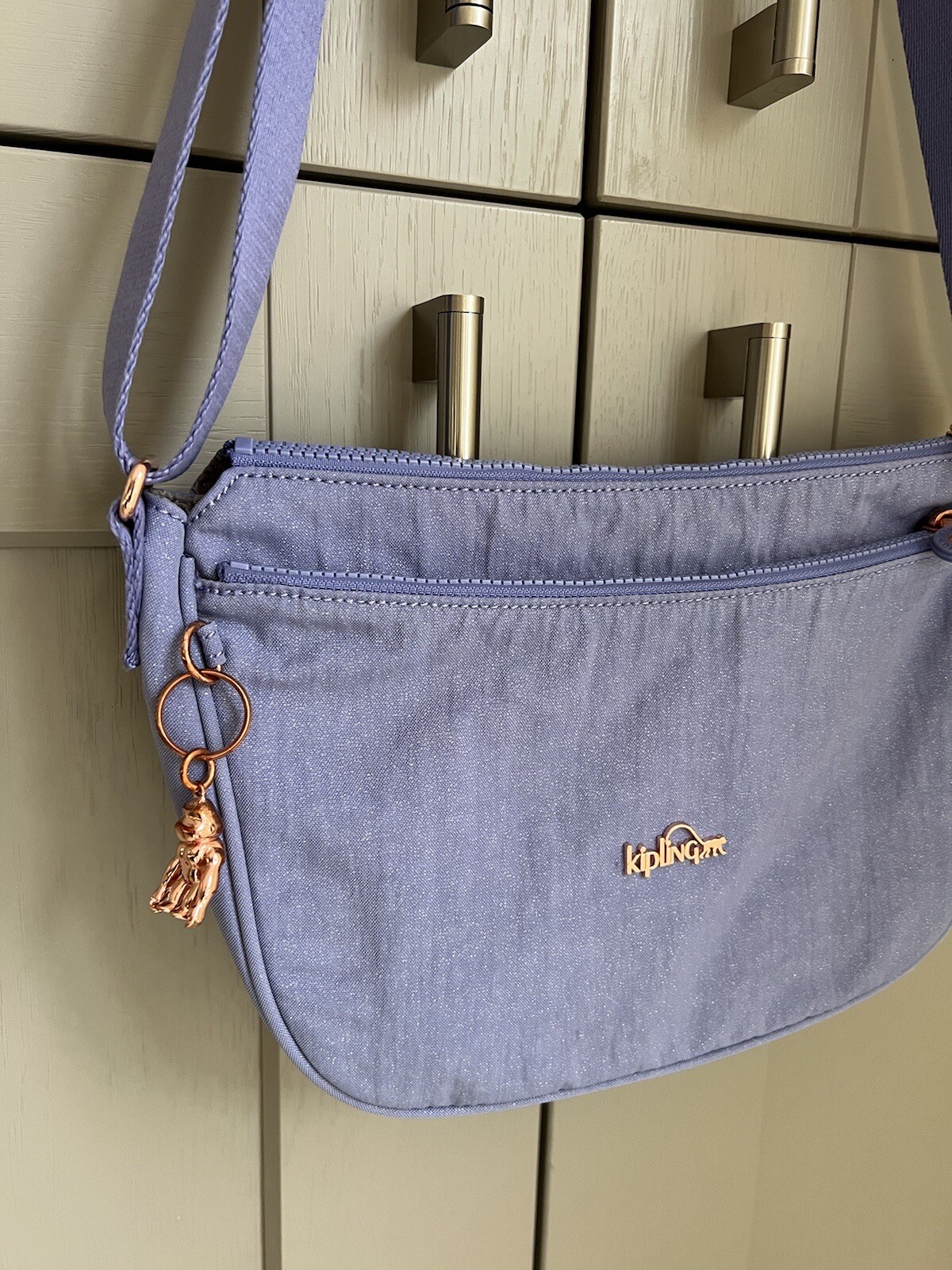 Kipling Zaina Crossbody Bag In Glitter Lilac With Gold Toned Hardware eBay