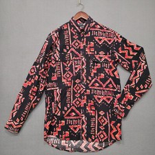 Vintage Frontier Series Mens Aztec Long Sleeve Button Up Western Shirt Sz M Tall