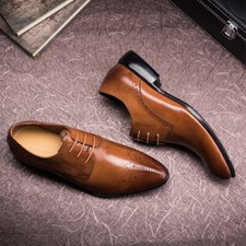 Brogue Carved Mens Shoes Genuine Leather Business Formal Shoes Wedding Party