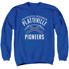 Wisconsin-Platteville Adult Crewneck Sweatshirt Pioneers Logo, Royal Blue, S-3XL