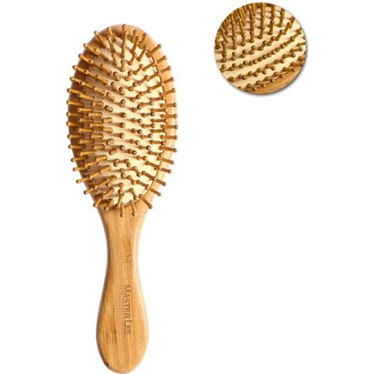 Brosse à cheveux en bambou naturel pour massage du cuir chevelu taille M