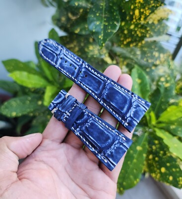 30/20MM Navy Blue 100% Genuine Nubuck Leather Skin Watch Strap Band FOR BVL OCTO