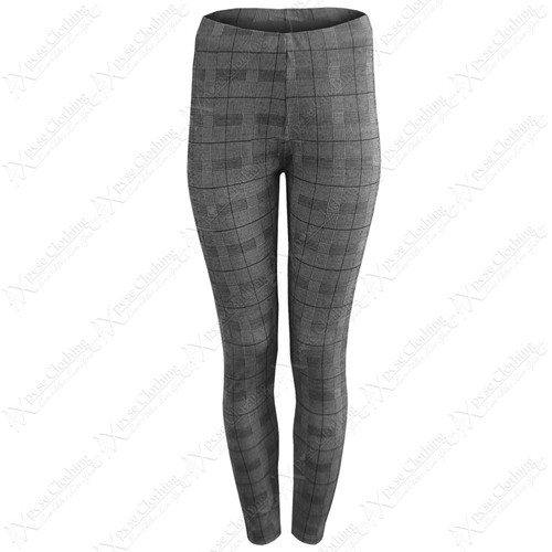 NEW LADIES MONO CHECK PRINT TROUSERS 