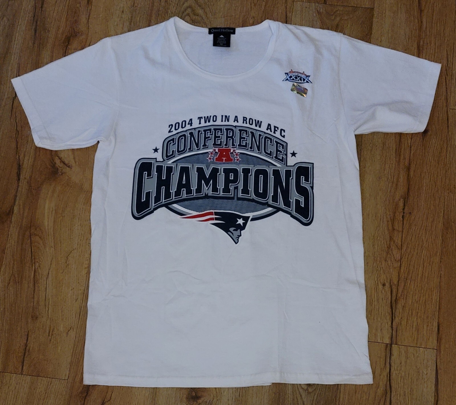 FILA T shirt uomo 2004 New England Patriots 2 in a Row Super Bowl 36 taglia media nuova