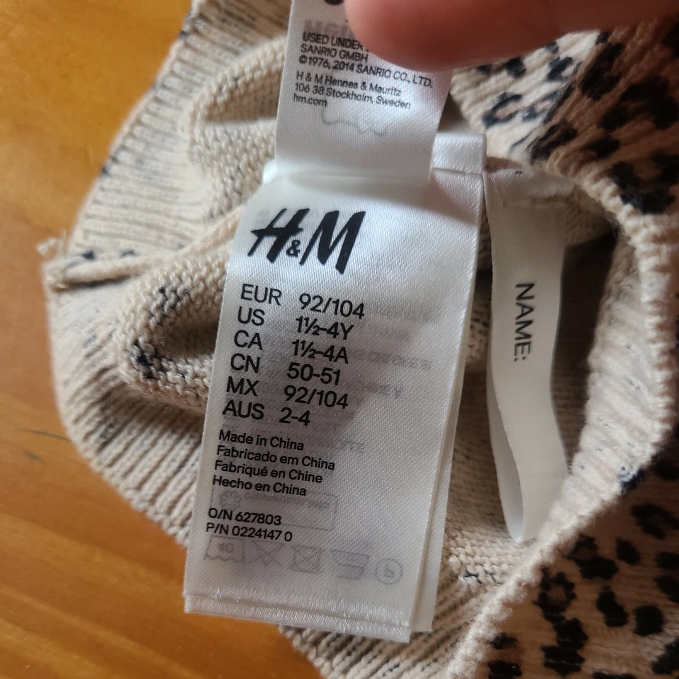 Hello Kitty Leopard Print Baby Beanie Skully Hat infant EUC Size 1.5-4 years old - Image 4 of 4