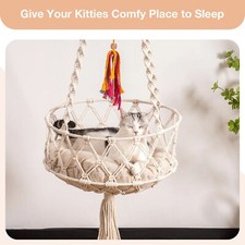 Suspension Handwoven Cat Window Perch Bed with Hanging Kit Hammock for Sleeping