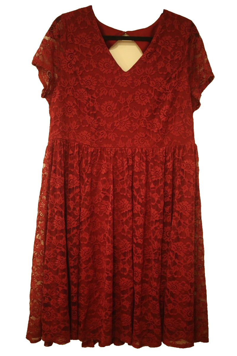 Torrid Women's Size 14 Lace Dress Burgundy Red Short Sleeve A-Line Party  Wedding | eBay