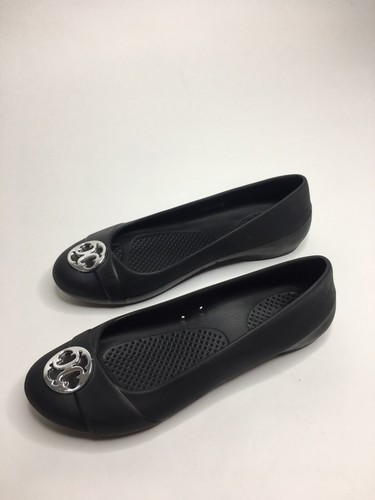 Zapatos planos de ballet para mujer Crocs medallón de plata • Talla 7 * En excelente estado • ¡Como nuevos! - Imagen 4 de 9