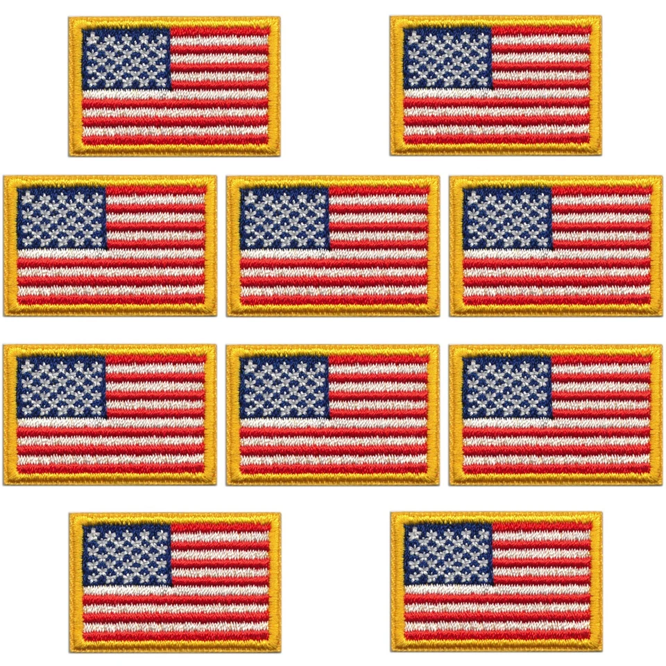 Flag Patches (10-Pack) USA Flag Embroidered Iron On Patch Applique - 1"  - Image 3 of 4