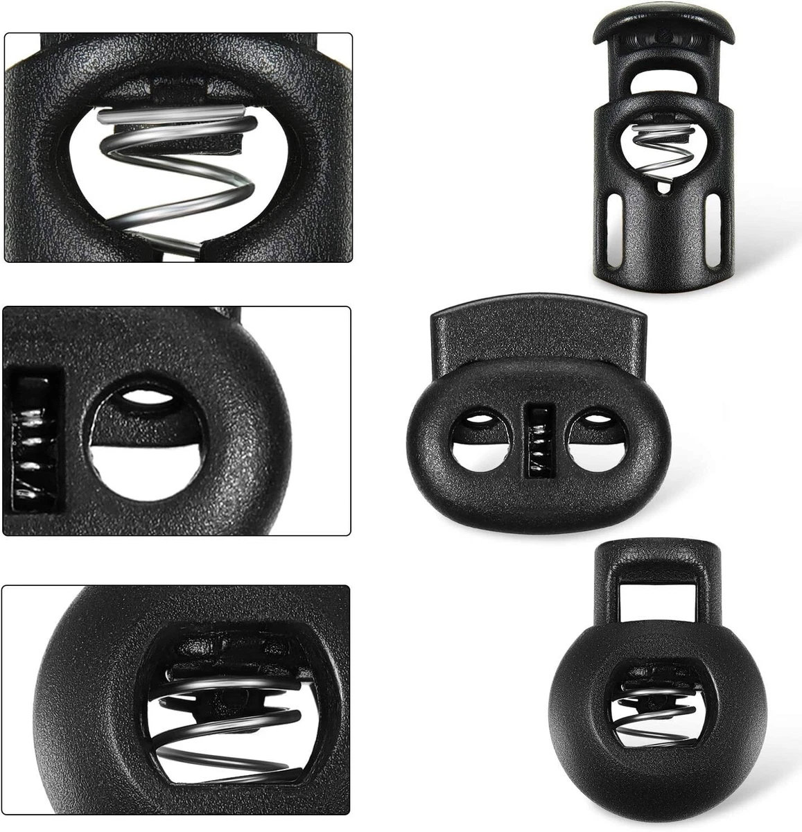 Set 8 Fermacorda Metallici Dritti A Doppio Foro - 25x10 Mm, Foro 4 Mm - Per Lacci, Cordini, Giacche, Borse, Zaini