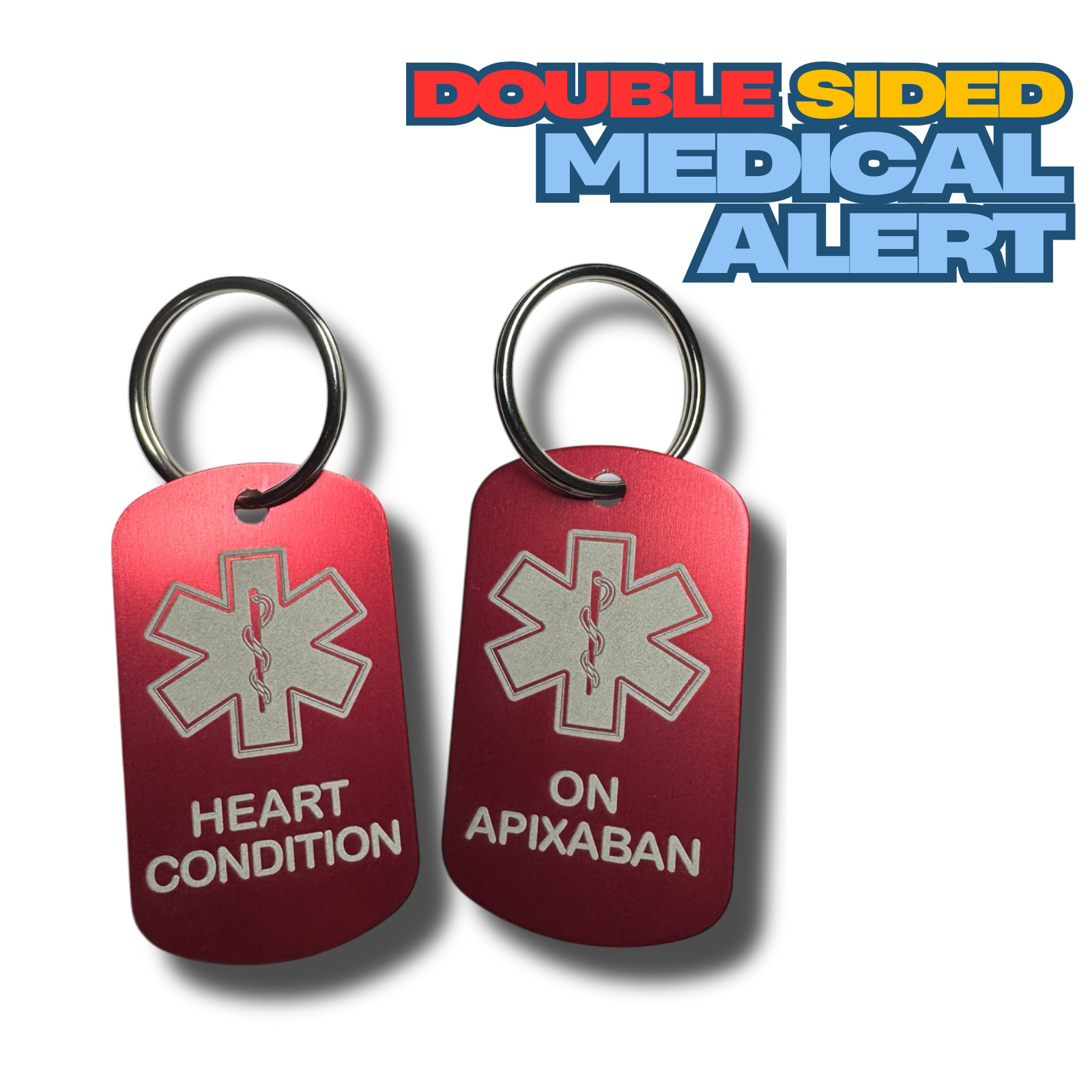 Medical Alert Emergency Warning ID Keyring Customisable SPLIT RING INCLUDED