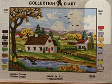 Printed needlepoint Tapestry Gobelin Village Day Canvas Only 30x40cm Rto