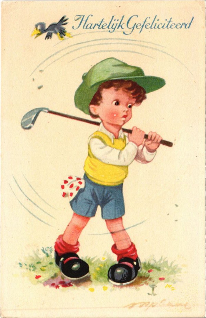 PC ARTIST SIGNED CHILD FANTASY HUMOR GOLF SPORT (a32974) | eBay