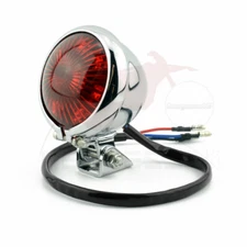Chrome / Red LED Mini Stop Tail light For Harley Dyna Bobber Custom