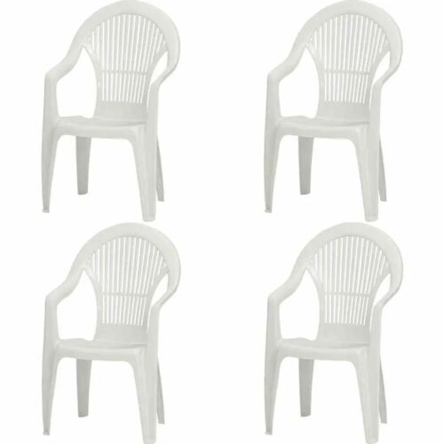 4x stacking chair Vega white plastic 55x49x93 garden balcony armchair set-