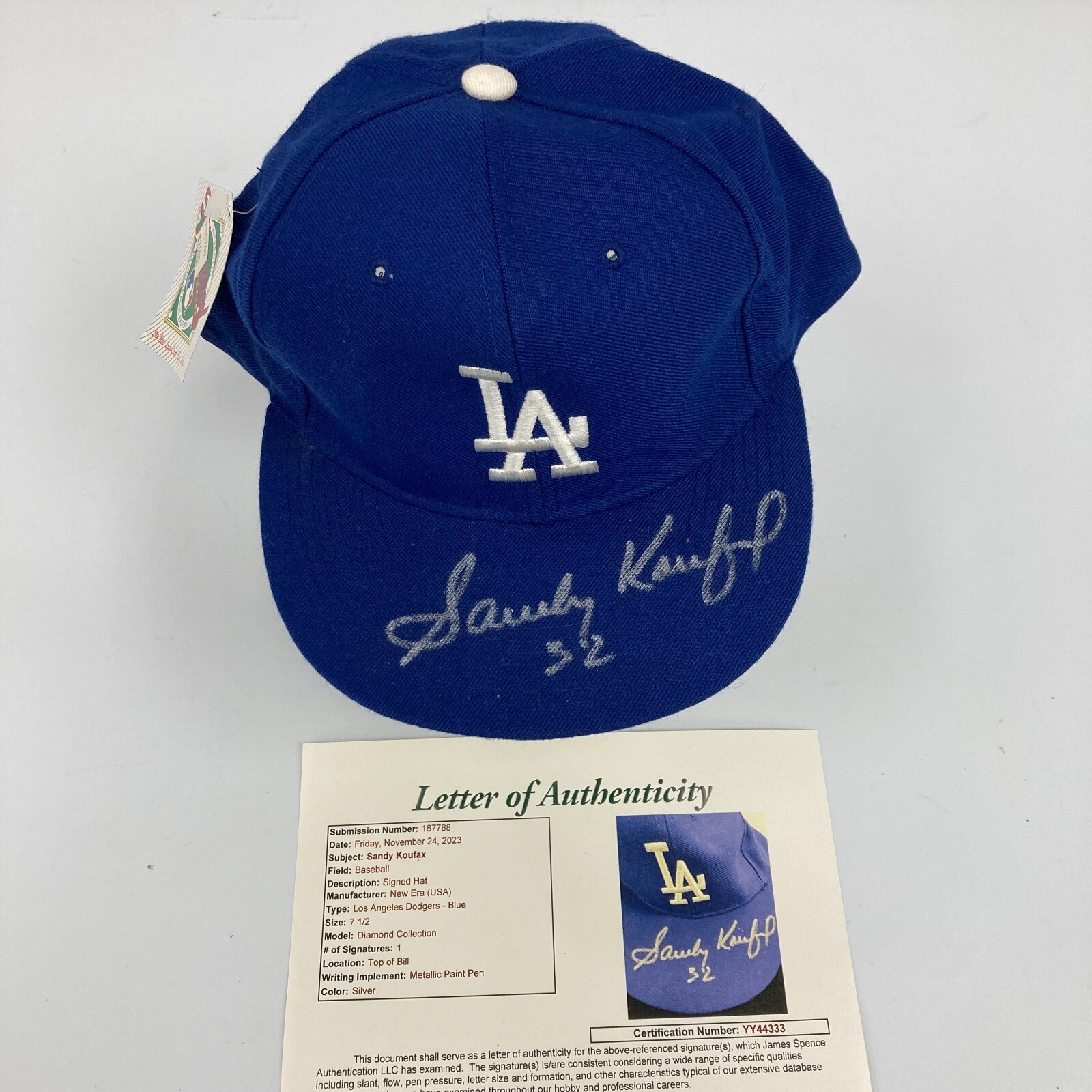 Sandy Koufax Autographed Signed Beautiful #32 Brooklyn Dodgers Game Model Baseball Hat JSA 