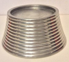 PartyLite Pillar Round Stacked Candle Holder Aluminum Pewter