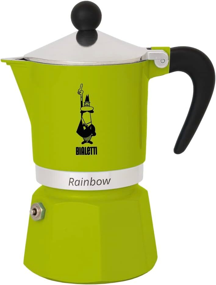Bialetti Rainbow Verde 1 Tazza - Moka in Alluminio Colorata per Espresso