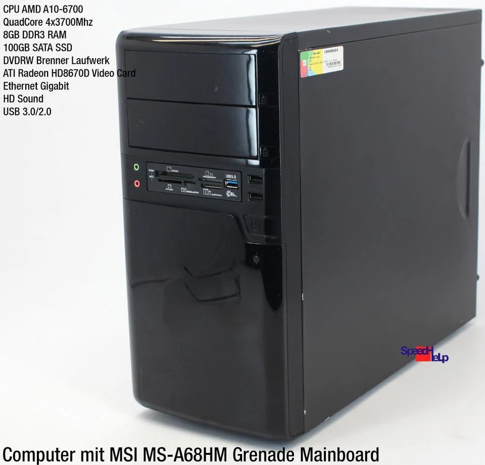 Medion Msi Ms-7891 A68hm Grenade Amd A10-6700 Computer Pc Ati Radeon Hd 8670d - Image 2 of 4