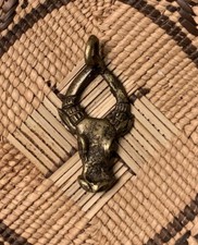 Large Approx. 2.5&rdquo; Bronze Water Buffalo Bull Pendant Amulet, Burkina Faso Africa