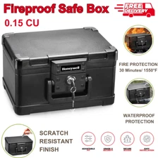 Fireproof Safe Box Door Locks & Waterproof Small Safe Box Chest Key Lock 0.15 CU