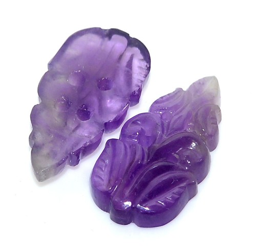20.47 CTS Natural Amethyst Hand Made Carving Pair 25x13 mm Loose Gemstone - Picture 7 of 9