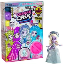 Capsule Chix Ultimix 4 Pack, 4.5 inch Small Doll with Capsule Machine Unboxing 