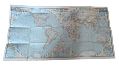 VINTAGE A Map of the World in 1941 national geographic large fold out 41 x 22 in