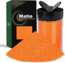 Matio Iridescent Ultra Fine Glitter Powder, 7.8oz/ 220g Colorful Orange 