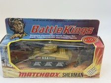 Matchbox Battle Kings K-101 Sherman Tank Boxed w Figures Vintage Diecast