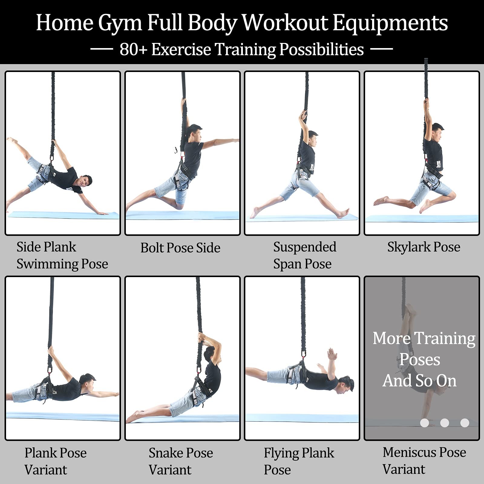 Natural Latex Resistance Bands Set - 3-Level for Suspension Trainer for Home ...