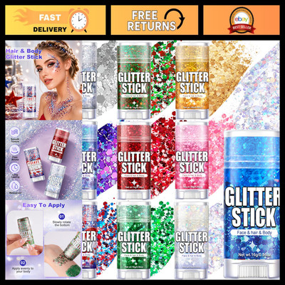 10 Pcs Body Glitter Stick Set - Shimmer Makeup for Face & Hair, Festival Sparkle