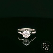 Image of 9ct White Gold Single Stone White Moissanite Ring