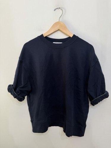 Perfectwhitetee Rebecca Terry 3/4 Puff Sleeve Sweatshirt Top Navy Blue Women’s M - Picture 2 of 9