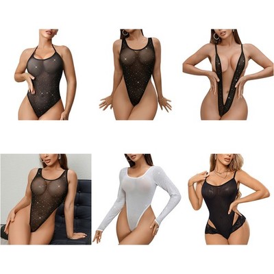 Women Rompers Long Bodysuit Full Jumpsuits Tights Leotards Fitting Stocking