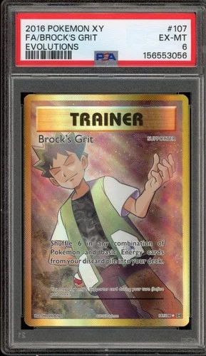 Pokemon Brock's Grit XY Evolutions Full Art #107 PSA 6